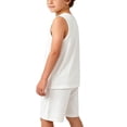 thumbnail image 4 of Cethrio Boys' Summer Short Sets, 2 PC Sleeveless Casual Cotton Kids Clothing Sets White Size 14, 4 of 7