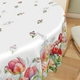 thumbnail image 3 of Mizhona Floral Round Tablecloth,Rea and Purple Lilies Table Cloth for Kitchen Party Outdoor Decor，60", 3 of 5