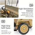 thumbnail image 5 of 1/14 Willys RC Car Off-Road Truck, 2.4G 4WD Remote Control Crawler Vehicle with Sound & Lights & Dual-Speed, RTR RC Military Off-Road Truck Toy Gift for Model Car Lovers, 5 of 9