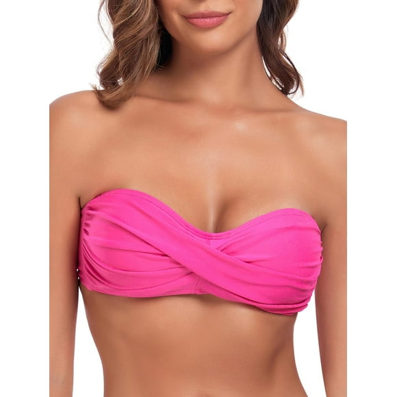 Ocean Blues Haut de Bikini à Dos Nu pour Femme avec Bretelles Amovibles, Haut de Maillot Bandeau Torsadé, Maillot de Bain pour Femme, Taille P