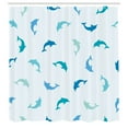 thumbnail image 3 of Ambesonne Turquoise Shower Curtain, Jumping Mammals, 69"Wx84"L, Turquoise Blue Navy, 3 of 5