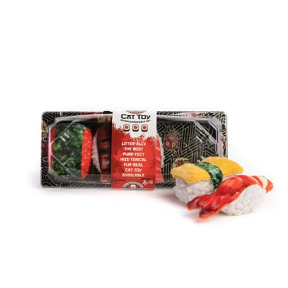 fabdog Interactive Cat Toys for Indoor Cats - Cute Cat Toys Make Great Gifts - Best Catnip-Infused Cat Accessories | New Pack N Play Box of 5 Sushi Rolls