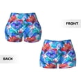 thumbnail image 5 of Haiem Bright Flowers No Front Seam Biker Shorts for Women Yoga Workout Gym Bike Shorts with Tummy Control Moisture-Wicking-Small, 5 of 9