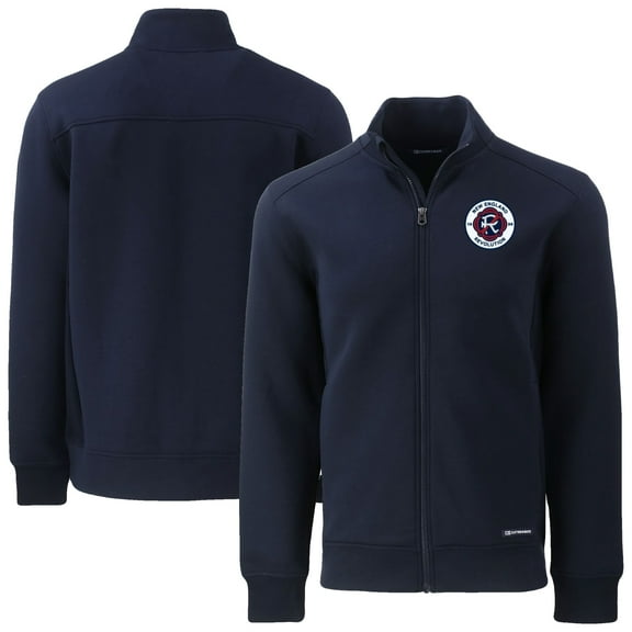 Men's-Cutter & Buck Navy New England Revolution Big & Tall Roam Eco Tri-Blend Recycled Full-Zip Jacket