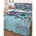 thumbnail image 3 of Quilts Twin XL Size, Spring Purple Flowers Soft Comforter Bedding Set for Bed, Floral Mottled Teal Wall Retro Lightweight Quilted Bedspread with Pillow Cover(2 Pieces) for All Season, 68x98 Inch, 3 of 6