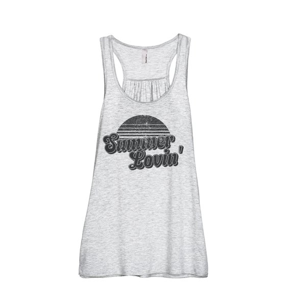 Summer Lovin' Women's Fashion Sleeveless Flowy Racerback Workout Yoga Tank Top Sport Grey Small