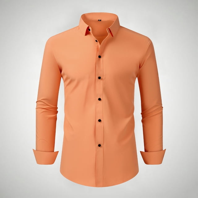 Blusa y camisa de manga larga con cuello vuelto para hombre, estilo informal, a la moda, con botones y solapa, transpirable, de poliéster