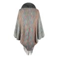 thumbnail image 3 of 1PC Shawl Gray Cotton Womes Fall Winter Rainbow Striped Fringed Cape Furry Collar Knit Shawl, 3 of 3