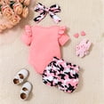 thumbnail image 4 of Zanarzt Baby Girl Short Set Newborn Baby Girl Clothes Infant Ruffles Romper Shorts Set Summer Outfits Cute Baby Clothes Girl Pink,12-18 Months, 4 of 4