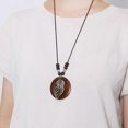 thumbnail image 2 of Retro Women Wooden Leaf Owl Long Sweater Chain Ethnic Round Necklace Clock Pendant Female Jewelry Neck Accessories Gifts Collar, 2 of 4