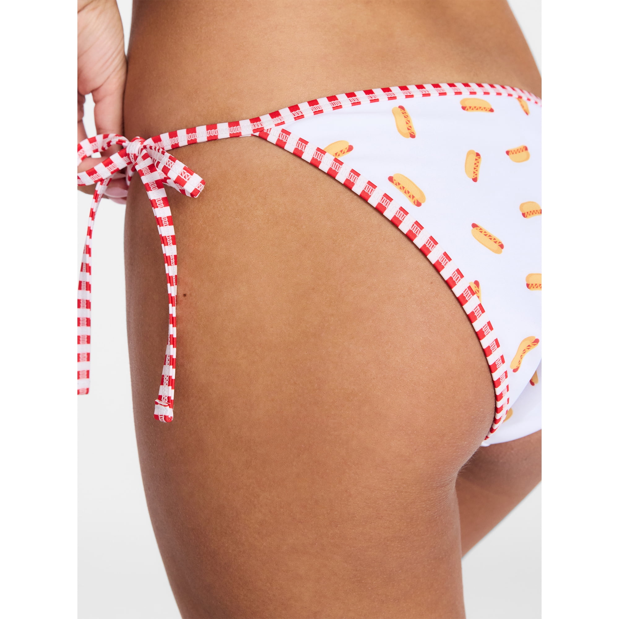 No Boundaries Summer Print Reversible Low Rise String Swim Bottoms, Women's XXS-XXL