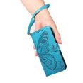 thumbnail image 3 of Wallet Case for iPhone 16e Embossed Butterfly with Strap & Stand Blue, 3 of 7