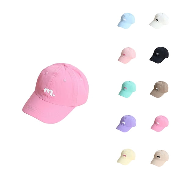 Kids Lightweight Baseball Cap Macaron Color Letter M Embroidery Adjustable Sun Hat for Boys Girls Age 2-8 Breathable Cotton UV Protection Outdoor Sports Cap for Daily Wear