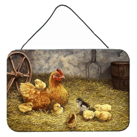 Carolines Treasures BDBA0176DS812 Chicken Hen and Her Chicks Wall or Door Hanging Prints 8x12 multicolor