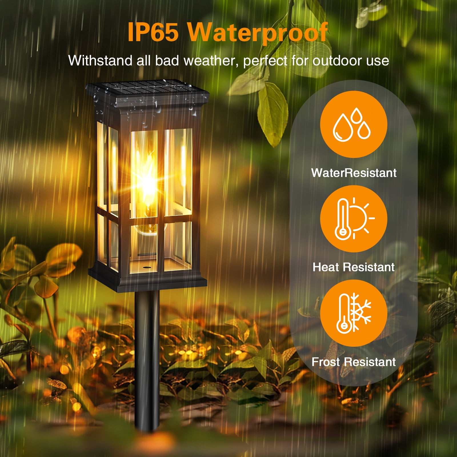 NATUBEAU 4-Pack Solar Pathway Lights Outside Lights for Yard, Lighting for Garden Walkway, Warm White