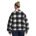 thumbnail image 3 of No Boundaries Juniors Plus Size Faux Faux Shearling Shacket, 3 of 5