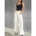 thumbnail image 5 of Women Y2k Low Rise Baggy Jeans Loose Fit Boyfriend Straight Wide Leg Jeans Trendy Stretch Long Denim Pants White M, 5 of 8