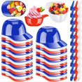 thumbnail image 1 of Paquete de 66 Tazones de Helado con Forma de Béisbol, 33 Cucharas y 33 Mini Vasos de Postre de 8 Oz, Reutilizables para Fiestas de Cumpleaños., 1 of 5