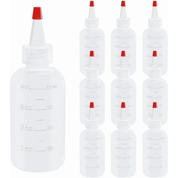 10 Pack 4 Ounce Plastic Squeeze Bottles With Caps Plastic Small Dispensing Bottles Crafts, Art, Glue, Kitchen