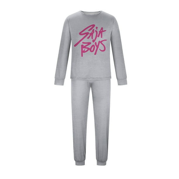 Kpop Demon Hunters Family Pajamas Matching Set, Kpop Demon Hunters Family Matching Long Sleeve Tops+Pants 2 Piece Pajamas Set, Halloween Christmas Paj Matching Sets for Grey#Men M