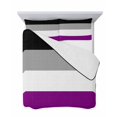 thumbnail image 7 of Quilts Twin-XL Size Bedding Set, Modern Striped Lightweight Quilted Comforter, Minimalist Geometric Black Purple Soft Reversible Bedspread Coverlet with Pillow Covers for All Season, 68" x 98", 7 of 7