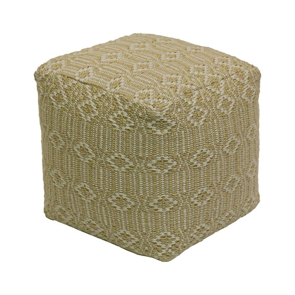 16 in. Hand Woven Pouf Ottoman, Sand