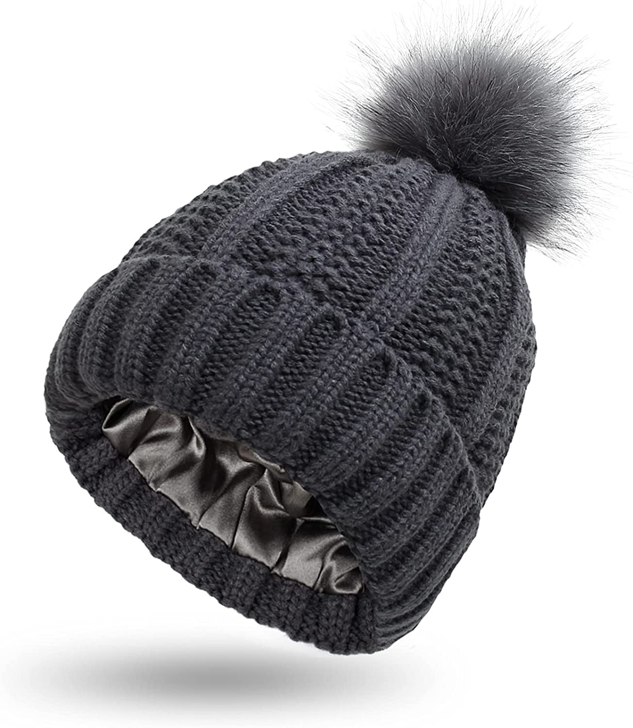 Hat Hut Womens Satin Lined Beanie Winter Hats Silk One Size