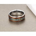 thumbnail image 4 of Wedding Rings Men & Women. 8mm Wood & Rainbow Abalone Tungsten Wedding Band, 4 of 7