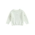thumbnail image 2 of Baby Girl Sweater, Long Sleeve Crew Neck Flower Winter Warm Knit Pullover Sweater Infant Clothes 0-5Years, 2 of 9