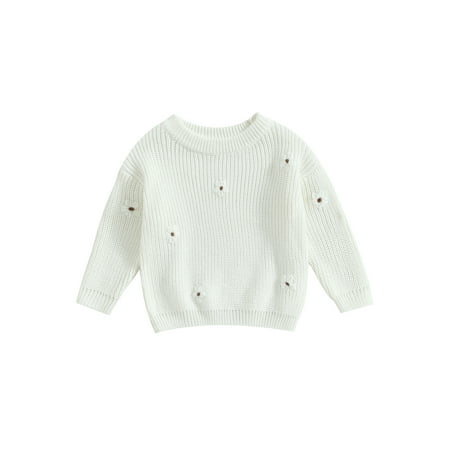 

Newborn Baby Girl Knitted Sweater Long Sleeve Flower Pullover Infant Jumpers Tops Fall Loose Knitwear