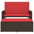 thumbnail image 4 of vidaXL Patio Bench with Cushions and Footstool Poly Rattan Brown/Gray/Black, 4 of 25