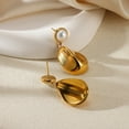 thumbnail image 3 of NICKSUN 18K Gold Plated Statement Earrings For Women, Glossy Teardrop Pearl Stud Earrings Hypoallergenic Stud, 3 of 5