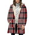 thumbnail image 5 of FDGIU Women's Plaid Flannel Sherpa Lined Hooded Shacket - Warm Jacket for Casual Outdoor Activities, 5 of 7