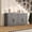 Black-gray, variant on Modern Farmhouse Sideboard Buffet Cabinet – 66" Large Storage Credenza, Embossed 3 Drawers & 4 Doors, Coffee Bar Station, Wood Accent Furniture – White with Black Tabletop