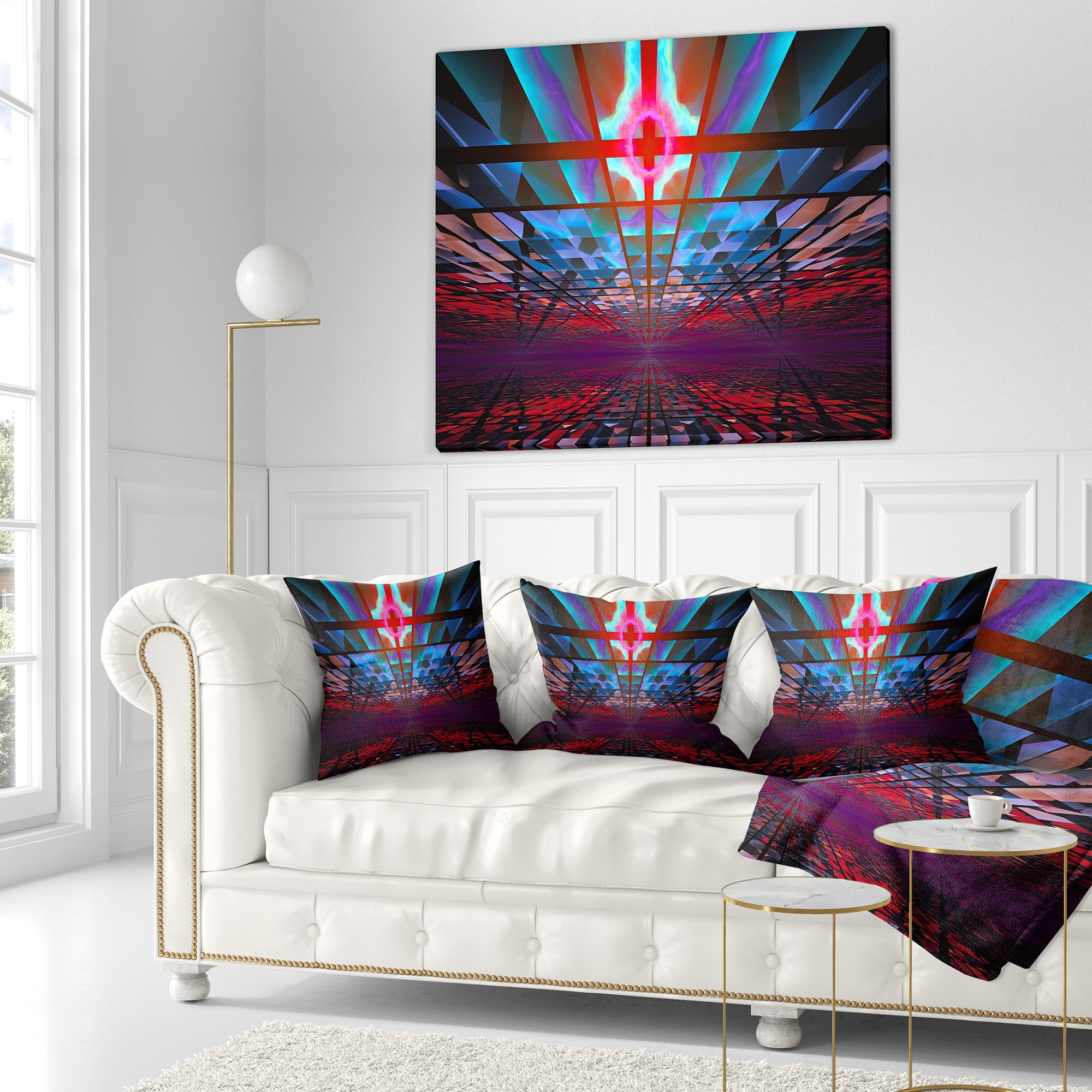 Designart Blue Cosmic Horizons Apocalypse - Abstract Throw Pillow - 16x16