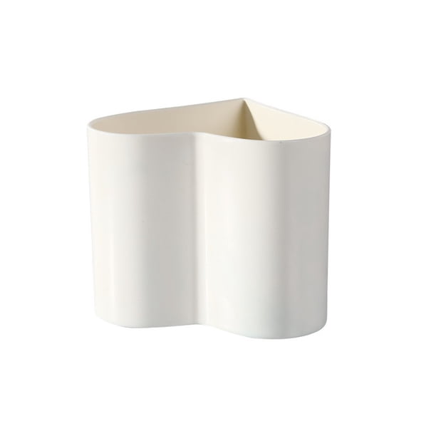 Tholdsy Jarrón para bolígrafos con forma de corazón, portalápices, soporte de plástico, de estilo bonito, organizador estable, Carpetas de archivos Blanco