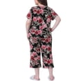 thumbnail image 3 of Conjunto de pijama de mujer plus size Agnes Orinda, de manga corta, ropa de dormir suave, conjunto de lounge 2X negro, 3 of 6