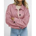 thumbnail image 4 of PRETTYGARDEN Women's Faux Suede Cropped Jacket Casual Fall Fashion Button Down Winter Coats Outerwear Trendy Clothes, 4 of 9
