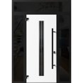 thumbnail image 3 of Front Exterior Prehung Steel Door / Ronex 1055 Teak / 2 Side and Top Exterior Window Sidelite / Entry Metal Modern Painted W12+36+12" x H80+16" Right hand Inswing, 3 of 5
