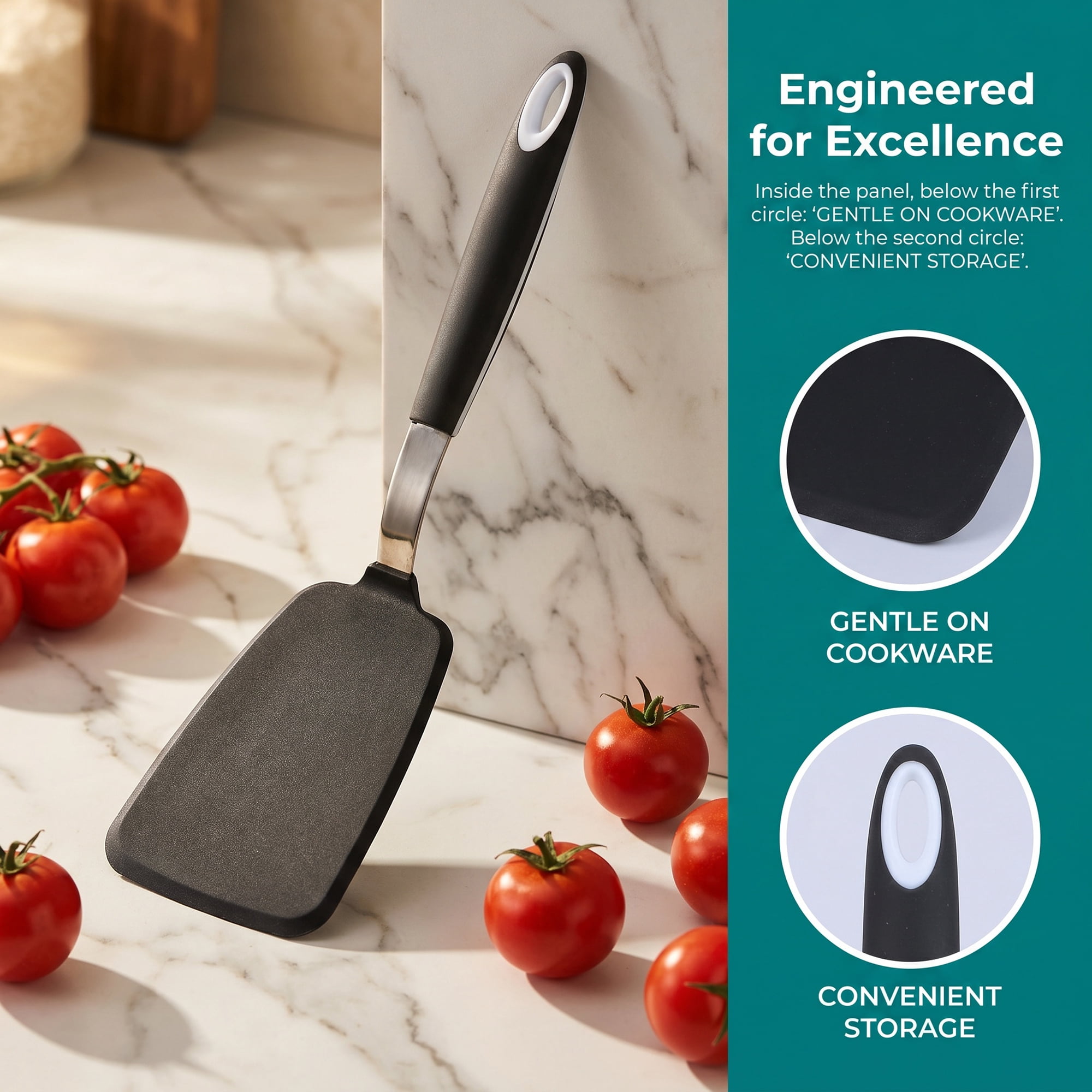 Unique Bargains Spatula Set with Rubber Tips for Non-Stick Cooking Black 14x3.7 inch