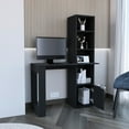 thumbnail image 3 of Black Writing Desk With Bookcase And Cabinet - Simple Assembly Using Interlocking, Pre-drilled Holes For Precise Setup, Clear Instructions Offered, Particle Board Hobby Room Build, Home, 3 of 4