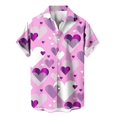 thumbnail image 3 of Camisa casual de moda para hombre con estampado 3D de patrón de amor y solapa estilo hawaiano, manga corta, ropa de playa transpirable, 3 of 5