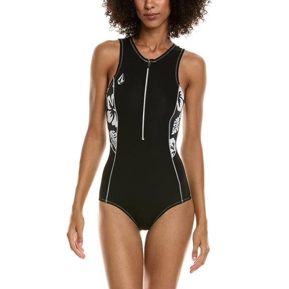 Volcom womens Short John Bodysuit, 4, Black