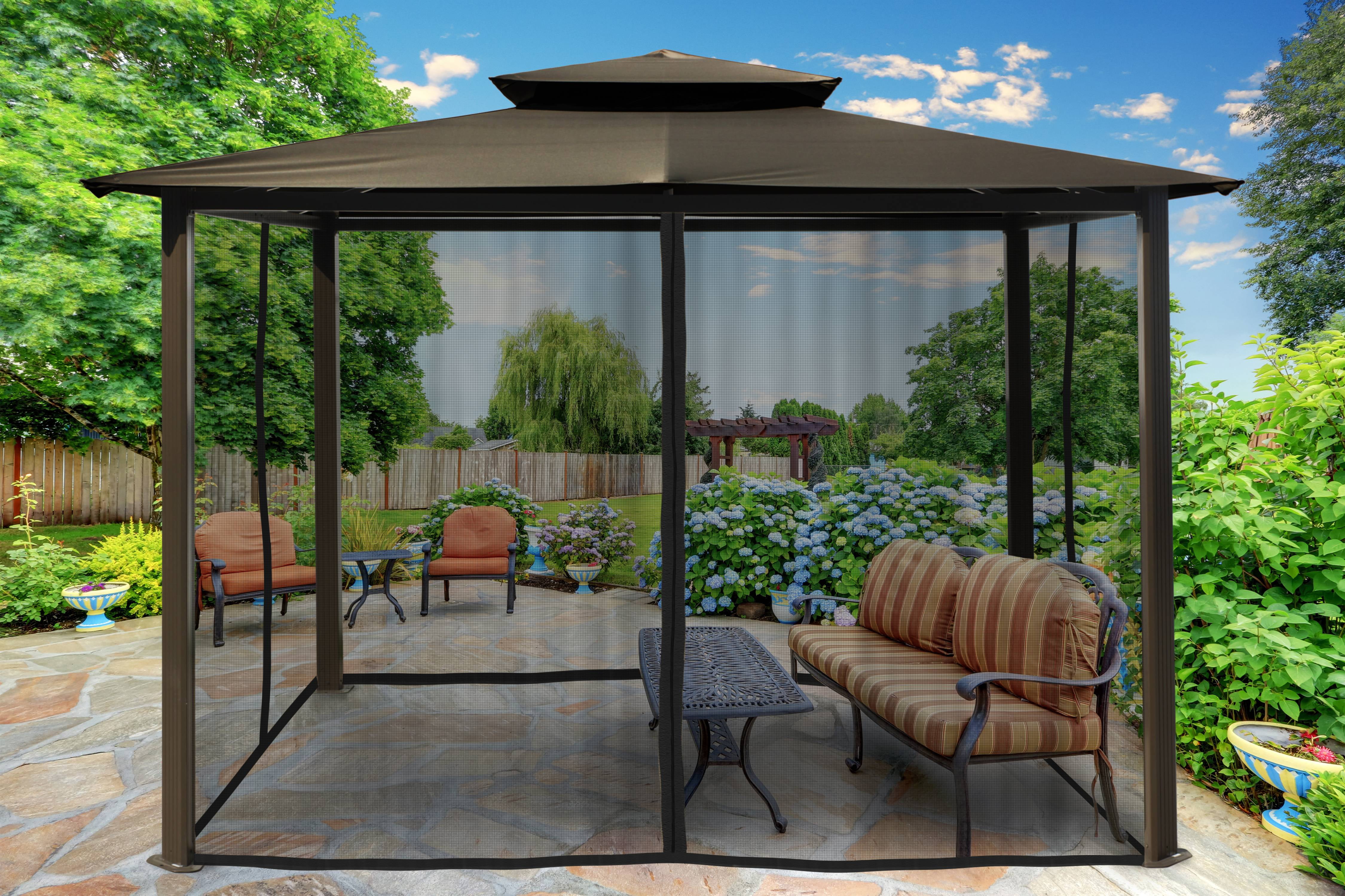 Catalina 10' x 12' Gazebo with Gray Roof and Mosquito Netting
