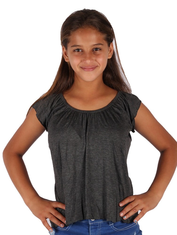 lori/&jane Short Sleeve Top Loose Fit Top for Girls Gathered Off Shoulder Made in USA
