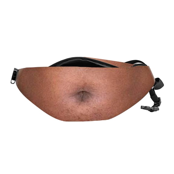 XWYUO Funny Belly Fanny Pack Nylon Fake Belly Fanny Packs with Adjustable Strap for Men & Women,Beige