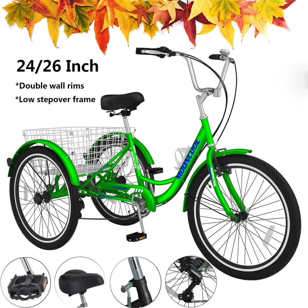 Lilypelle 24"/26" Adult Tricycle 3 Wheel Trike Low Standover Frame