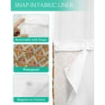 thumbnail image 3 of No Hook Shower Curtain with Snap in Liner, Hand-painted Simple Pattern Retro Linen Hotel Shower Curtains for Bathroom, Washable Shower Curtain Liner Set with Mesh Top Window, 72"x96", 3 of 6