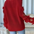 thumbnail image 4 of Women'S Oversized Sweaters Fall Cute Crewneck Long Sleeve Knit Pullover Sweater Jumper Tops Red S, 4 of 7