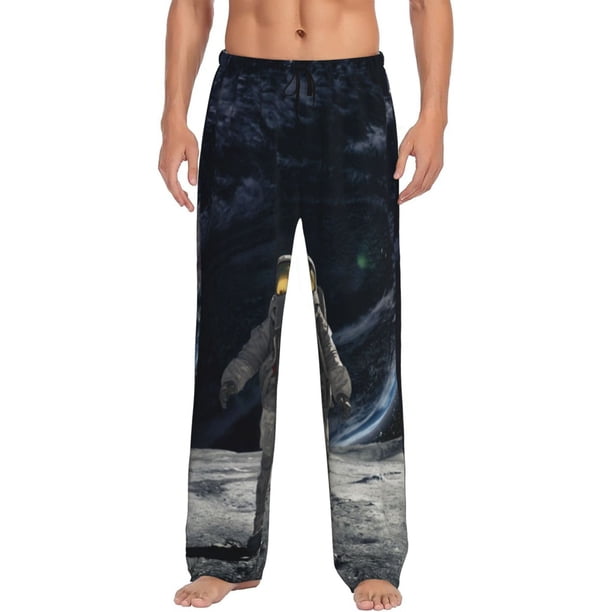 Balery Astronaut Standing In The Moon Pantalones de pijama para hombre, pijama ultraligero, pantalón de descanso-3X-Large